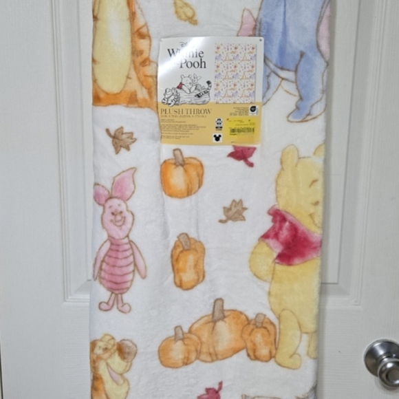 SOLD‼️Disney Winnie The Pooh Plush Fall Leaves Throw Blanket - Picture 9 of 9